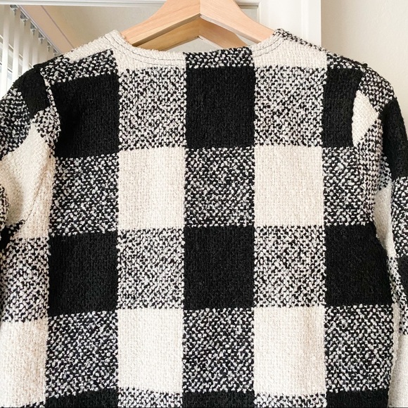Black and white checkered/plaid tweed cardigan - Picture 4 of 5